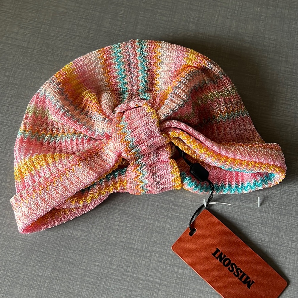 Missoni Turban Pink Zigzag Made in Italy NWT